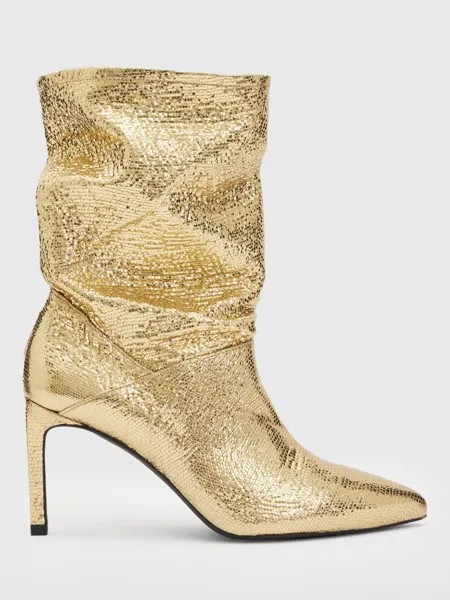 Кожаные ботинки с напуском Orlana цвета металлик AllSaints, золотой