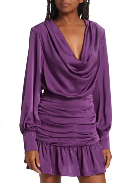 Атласное мини-платье с драпировкой Camilla Ramy Brook, цвет Vivid Purple