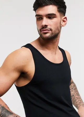 Черная обтягивающая майка из органического хлопка ASOS DESIGN-Черный цвет