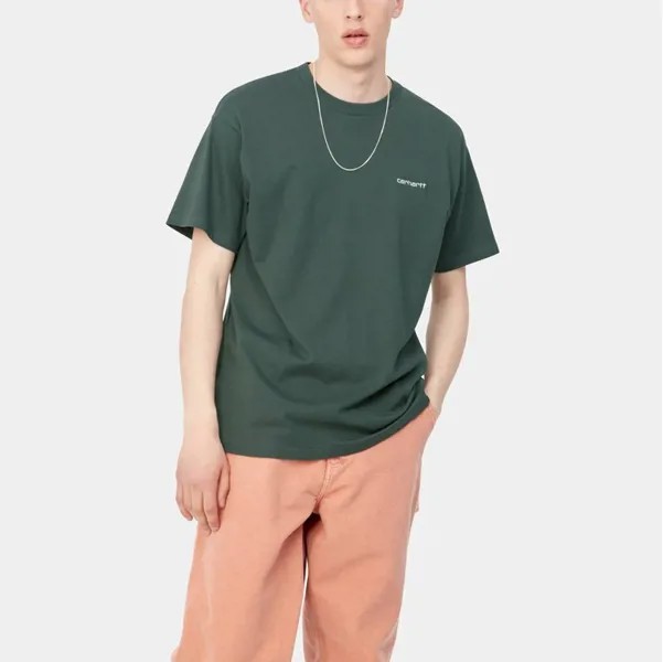 Футболка CARHARTT WIP S/S Script Embroidery T-Shirt Hemlock Green / White 2022