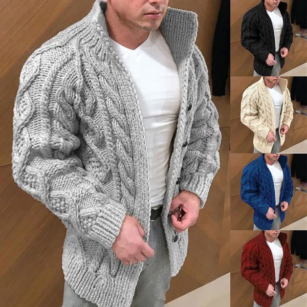 Новая мужская куртка свитер пальто зима теплые повседневные топы с длинным рукавом вязаный свитер мода утолщенное пальто кардиган куртка