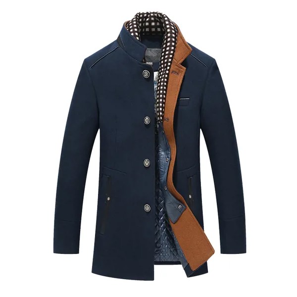 Прямая поставка, Новое мужское шерстяное пальто, Зимние флисовые теплые куртки, модный Тренч, верхняя одежда для мужчин, европейский размер