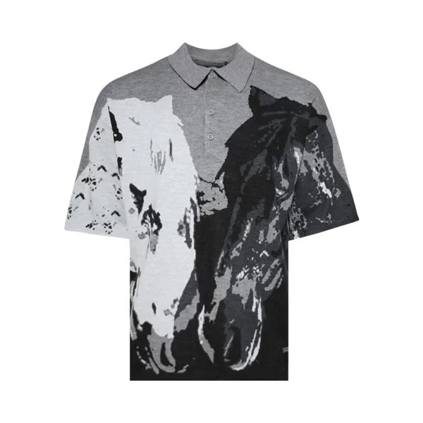 Рубашка Nahmias Horses Knit Collared Shirt, цвет Black/Grey
