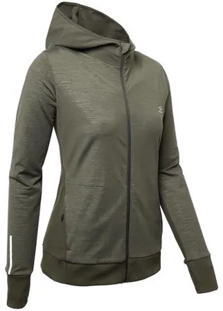 Куртка для бега с капюшоном женская RUN WARM , размер: EU40 RU46, цвет: Чёрно-Зелёный Цвет KALENJI Х Декатлон