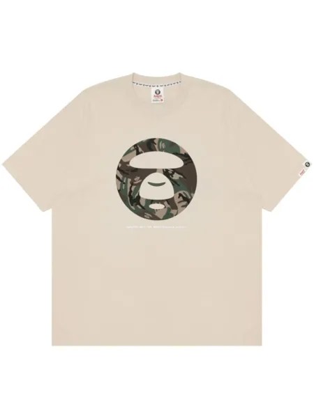 Хлопковая футболка с логотипом AAPE BY *A BATHING APE, бежевый