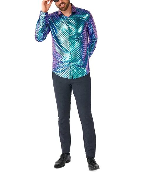 Мужская рубашка с длинным рукавом в стиле «рыбка» OppoSuits, синий