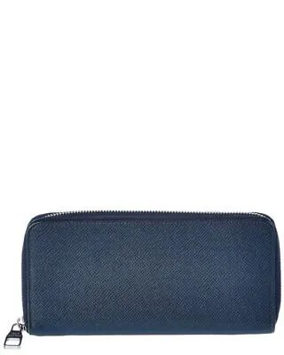 Женский кожаный кошелек на молнии Louis Vuitton Jean Taiga синего цвета (оригинальные бывшие в употреблении)