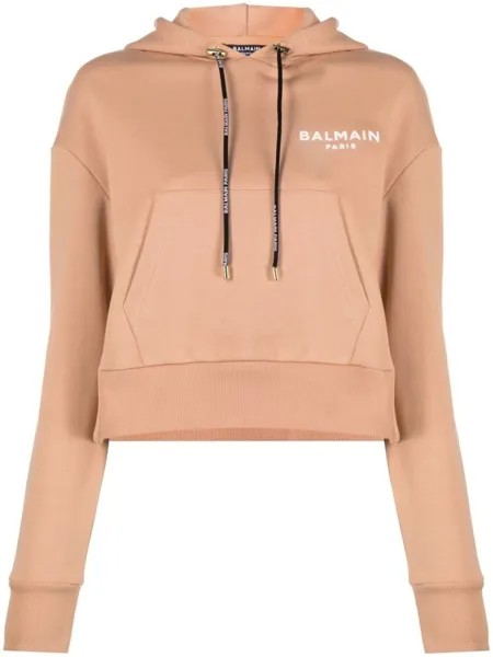 Balmain укороченное худи с логотипом, розовый