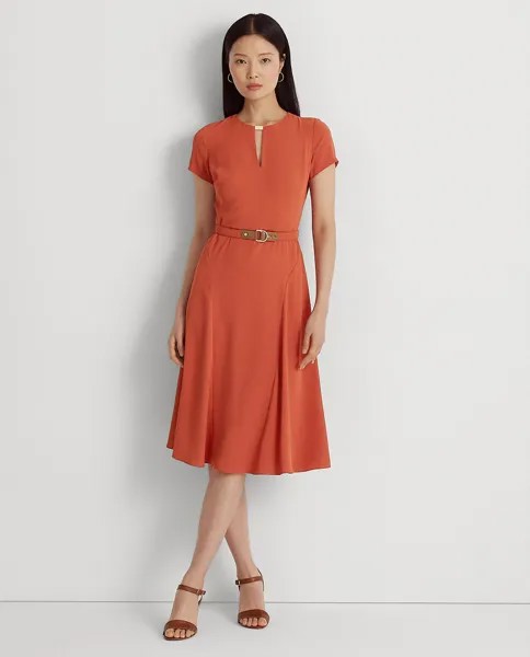 Платье миди с короткими рукавами и поясом Lauren Ralph Lauren, красный