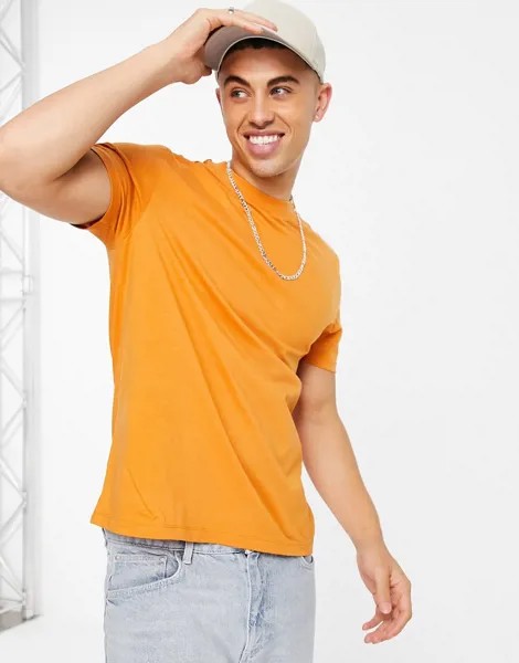 Оранжевая футболка из смесового органического хлопка с круглым вырезом ASOS DESIGN-Оранжевый цвет