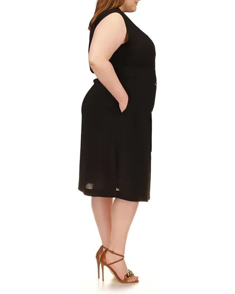Платье Michael Kors Plus Size Drapey Crepe Trench Dress, черный