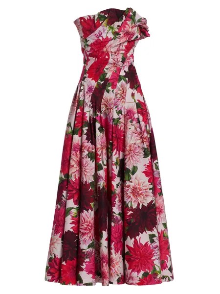 Платье из поплина без бретелек Dahlia Oscar de la Renta, розовый
