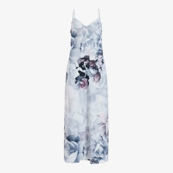 Платье-комбинация миди bryony valley из переработанного полиэстера с цветочным принтом Allsaints, белый