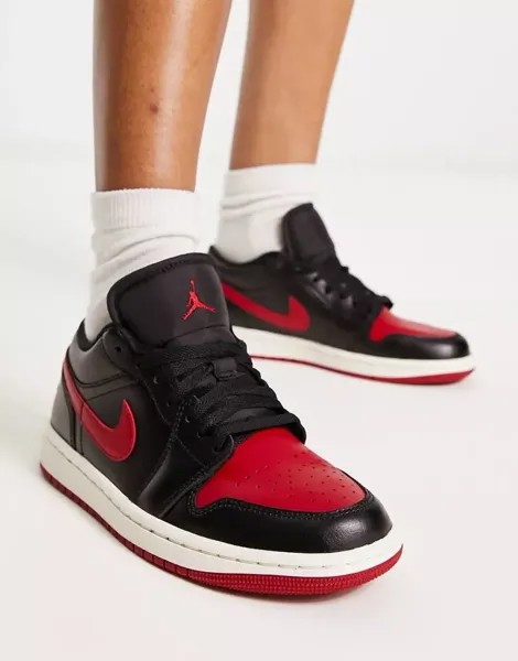 Черные и красные кроссовки Jordan AJ1 Low