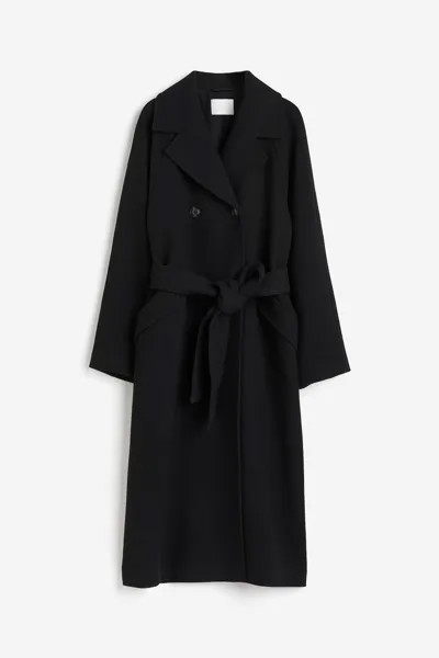 Пальто H&M Tie Belt, черный