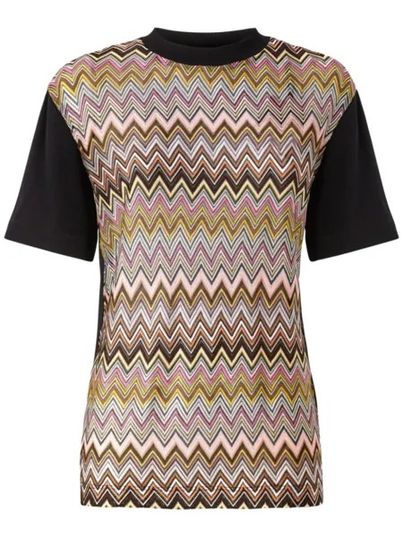Missoni футболка из хлопка с узором «зигзаг», черный