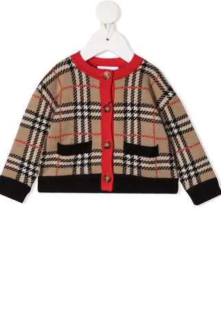 Burberry Kids клетчатый кардиган на пуговицах