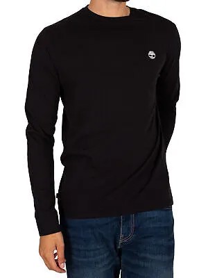 Мужская узкая футболка Timberland с длинными рукавами, черная