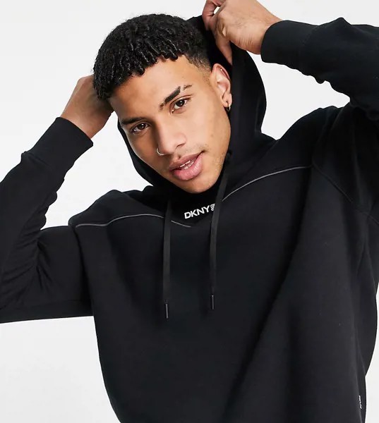 Черный худи с логотипом на груди DKNY Sport