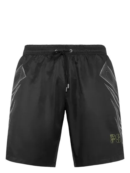 Plein Sport плавки-шорты с графичным принтом, черный