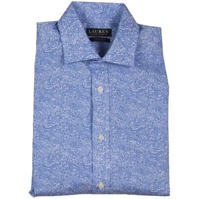 Мужская синяя классическая рубашка с узором пейсли Lauren Ralph Lauren 15,5 32/33 М BHFO 2617