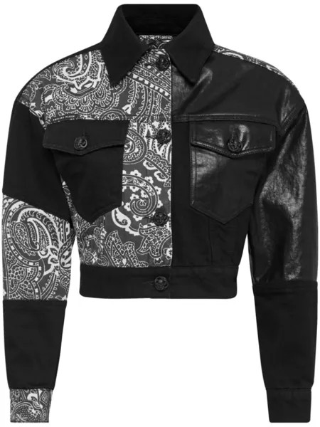 Philipp Plein укороченная джинсовая куртка с принтом пейсли, черный