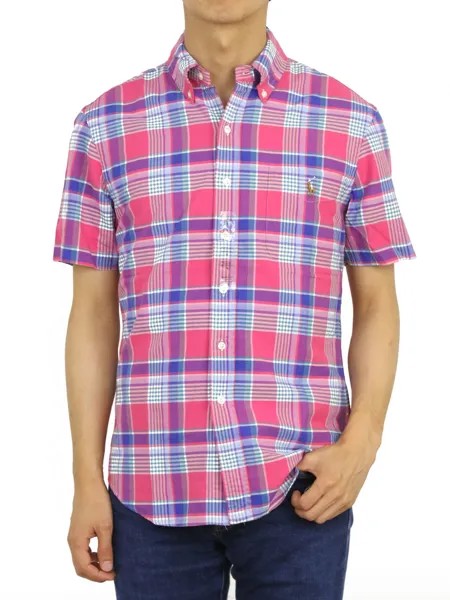 Рубашка приталенного кроя на пуговицах с карманом и короткими рукавами Polo Ralph Lauren - В клетку