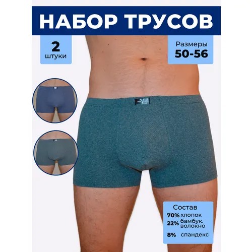 Трусы Vericoh, 2 шт., размер XL, голубой, серый