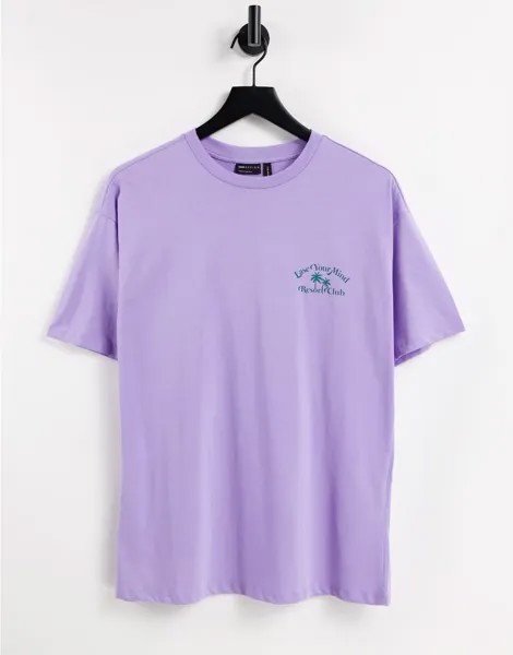 Сиреневая oversized-футболка с принтом пальмы ASOS DESIGN-Фиолетовый цвет