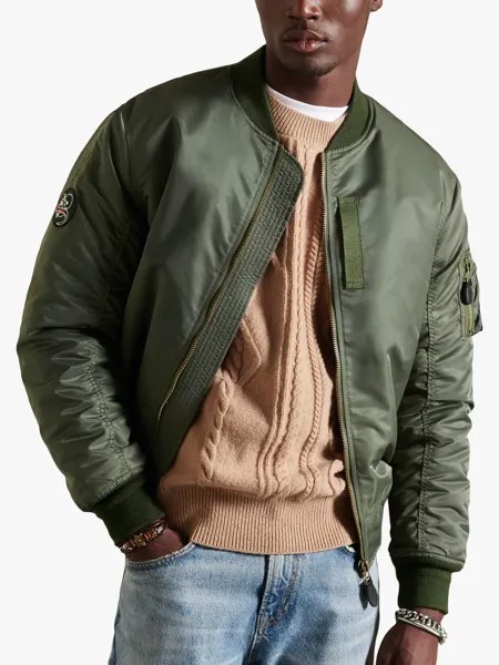Куртка-бомбер MA1 Superdry, зеленый шалфей