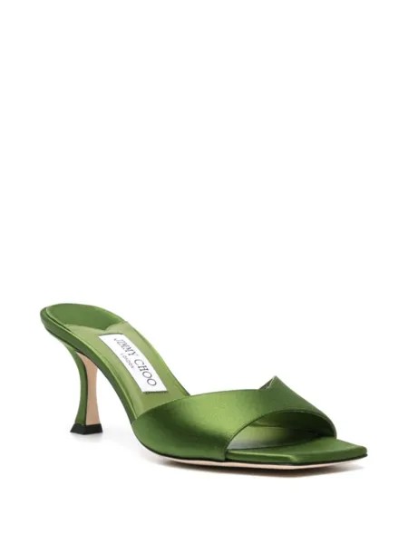 Jimmy Choo атласные мюли Skye 70 мм, зеленый