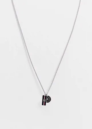 Серебристое ожерелье с маленькими подвесками в виде жетона и диска Tommy Hilfiger-Серебристый