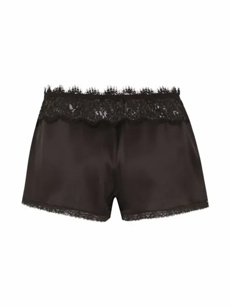 Dolce & Gabbana атласные шорты с кружевом, черный
