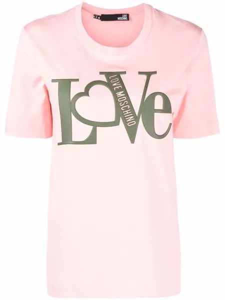 Love Moschino logo-debossed cotton T-shirt