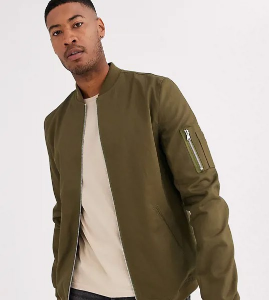 Бомбер цвета хаки с карманом MA1 ASOS DESIGN Tall-Зеленый