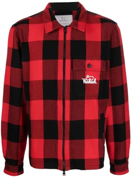Woolrich клетчатая куртка-рубашка на молнии, красный