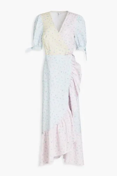 Твиловое платье миди с запахом Asta в стиле колор-блок Olivia Rubin, пастельно-розовый