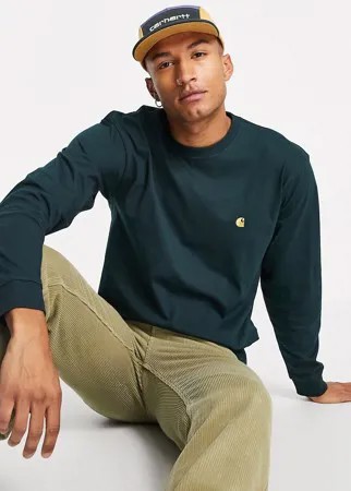 Зеленый лонгслив Carhartt WIP Chase-Зеленый цвет