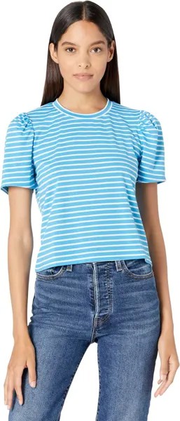 Футболка BCBGeneration Striped Puff Sleeve T-Shirt 1TX1P50, цвет Azure