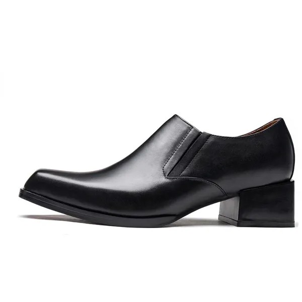 Классические мужские туфли из натуральной кожи с квадратным носком, на высоком каблуке, английский стиль, деловые, для отдыха, мужские туфли...