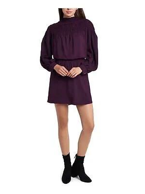 1. STATE женское фиолетовое короткое коктейльное платье прямого кроя с длинными рукавами и манжетами S
