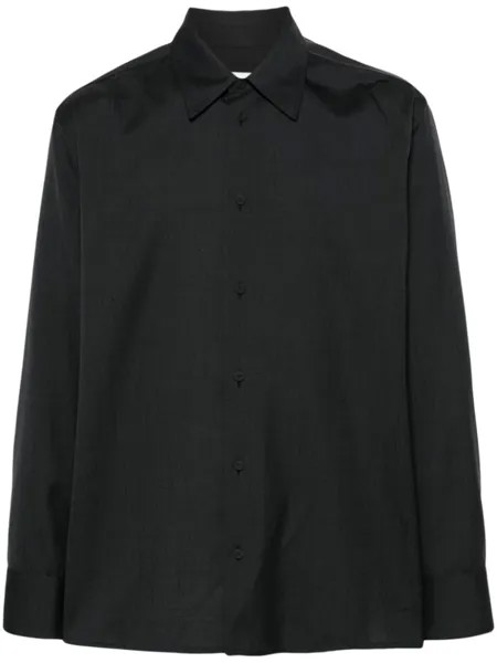 Jil Sander рубашка из шерсти рипстоп, серый