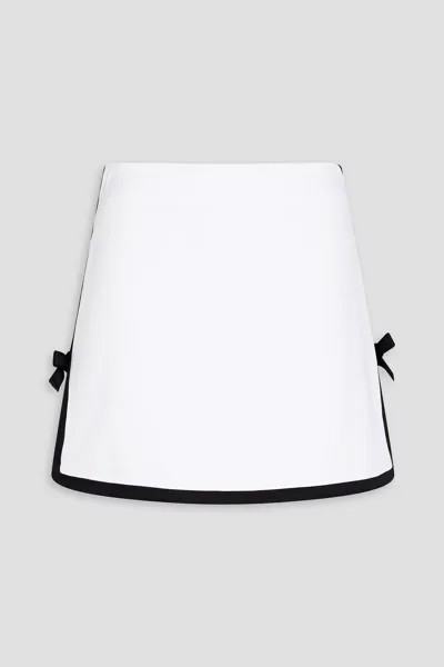Двухцветная мини-юбка из атласного крепа с бантом MSGM, белый