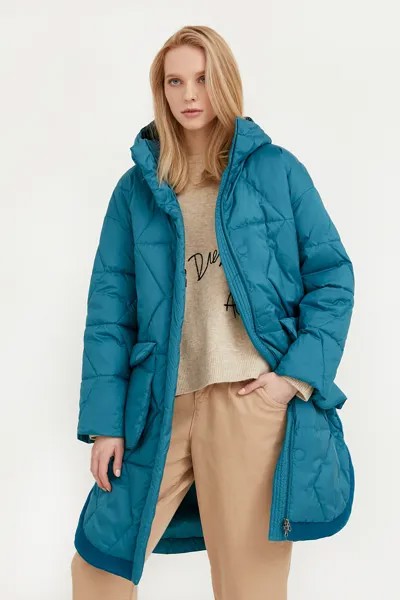 Утепленное пальто женское Finn Flare B21-32002 голубое XS