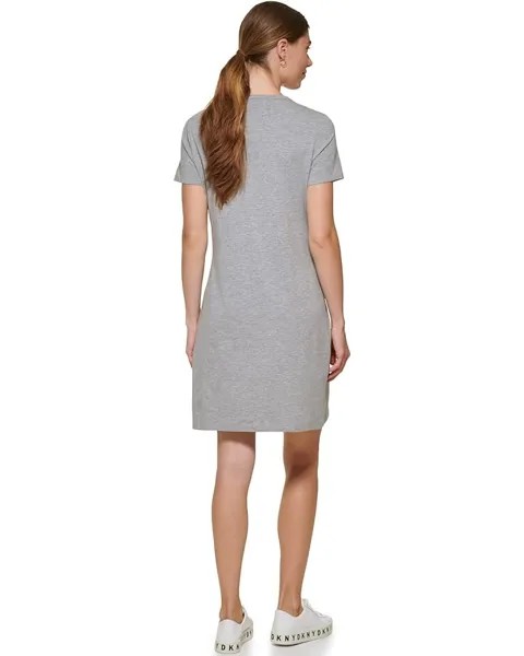 Платье DKNY Short Sleeve Vertical Logo Tape Tee Dress, цвет Heather Grey/Black