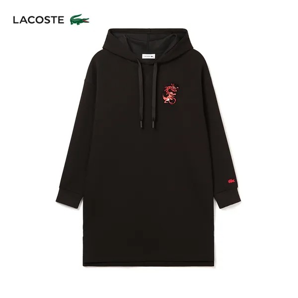 Платье-свитер Lacoste с капюшоном, черный