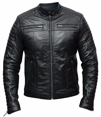 Мужская байкерская классическая куртка Diamond Racer черная мягкая натуральная кожаная куртка