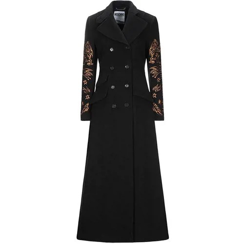Пальто  MOSCHINO, шерсть, средней длины, размер 38, черный