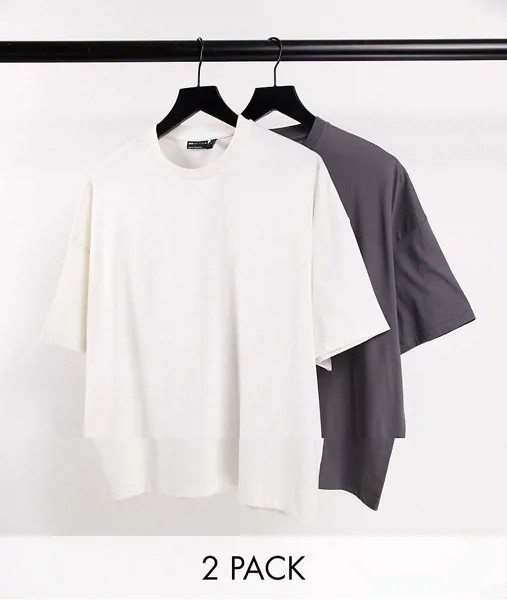 Набор из 2 oversized-футболок из смесового органического хлопка разных цветов ASOS DESIGN-Разноцветный