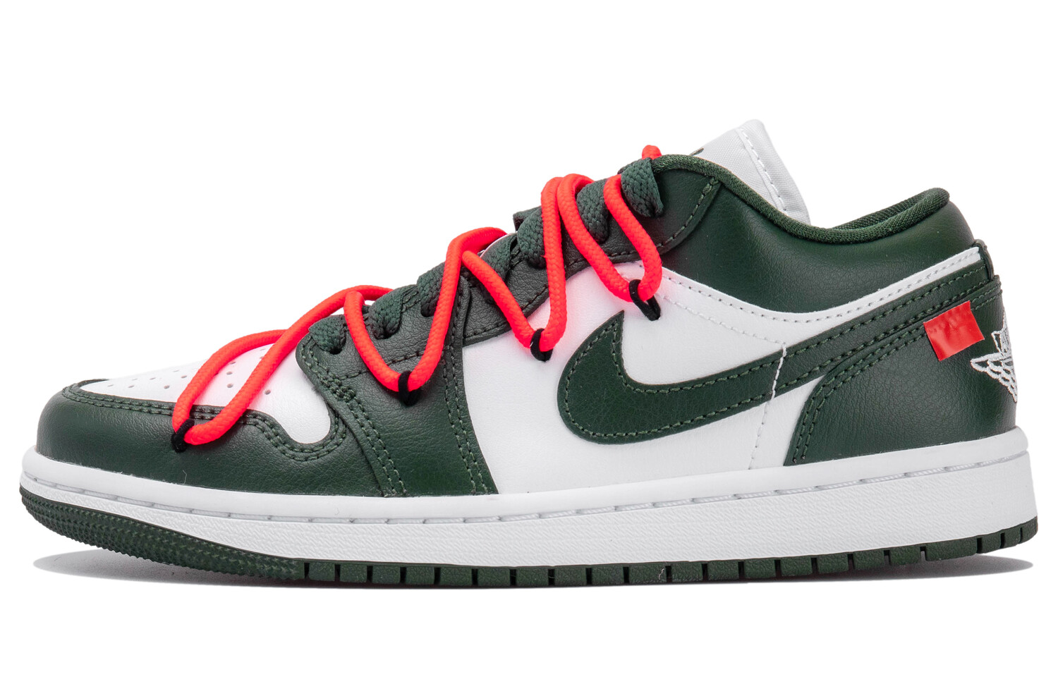 Кроссовки Air Jordan 1 Vintage Basketball Shoes Women's Low-top White/green/orange, зеленый